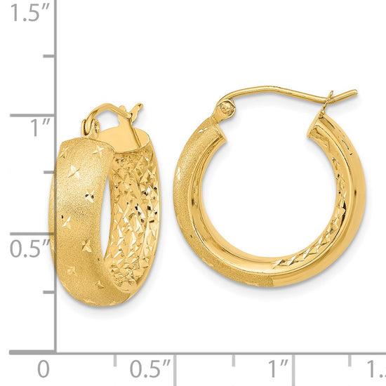 Gold Satin and D/C Round Hoop Earrings
