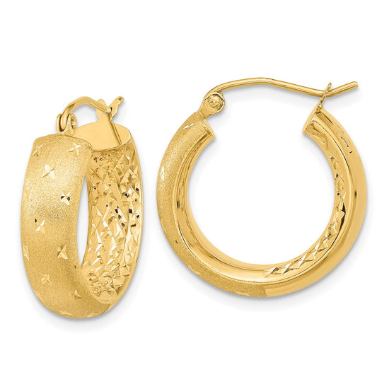 Gold Satin and D/C Round Hoop Earrings