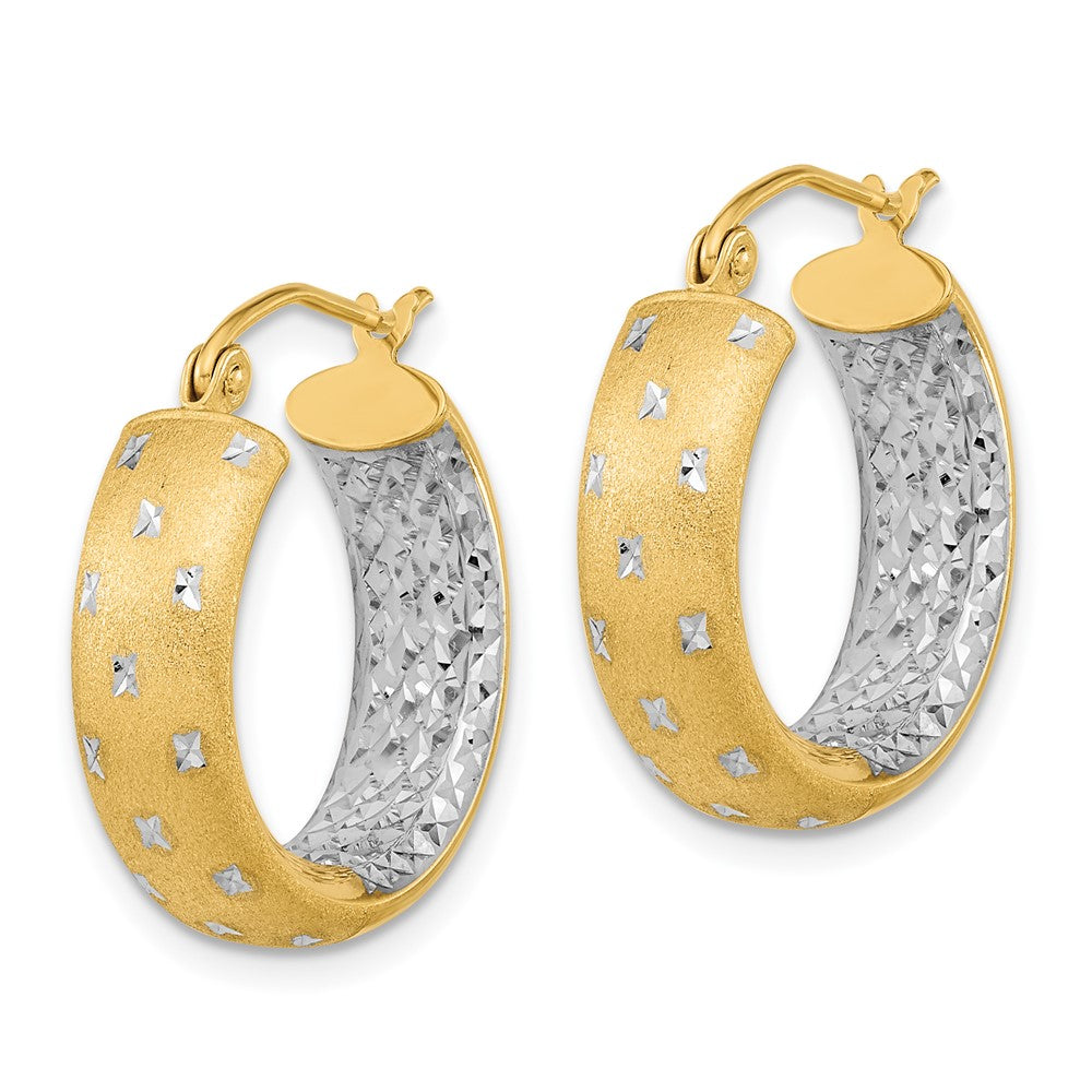 Gold Satin and D/C Round Hoop Earrings