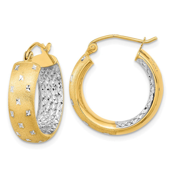 Gold Satin and D/C Round Hoop Earrings