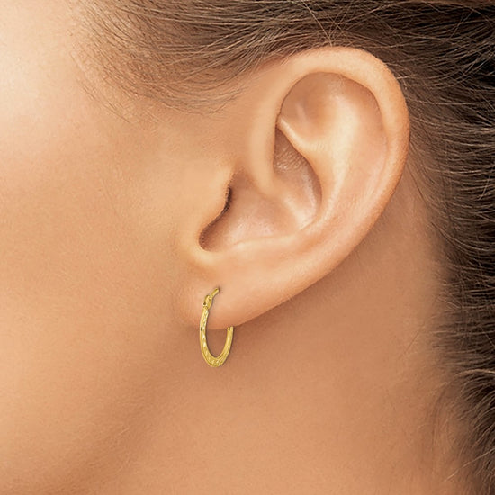 Gold Diamond-cut Knife Edge Hoop Earrings