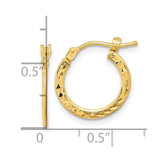 Gold Diamond-cut Knife Edge Hoop Earrings
