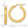 14k 3mm Polished & Satin D/C Hoop Earrings