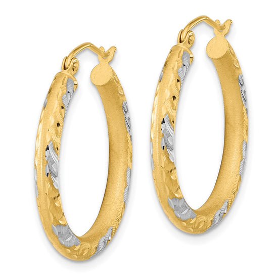3mm Gold with Rhodium Hoop Earrings