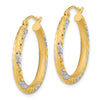 3mm Gold with Rhodium Hoop Earrings