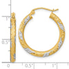 3mm Gold with Rhodium Hoop Earrings