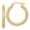 3mm Gold with Rhodium Hoop Earrings