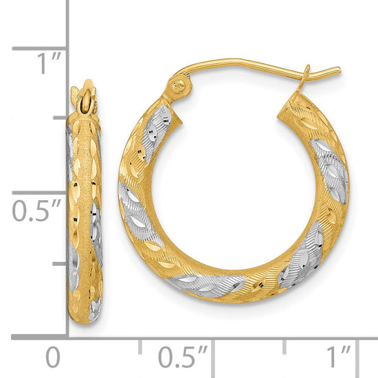 3mm Gold with Rhodium Hoop Earrings