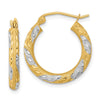 3mm Gold with Rhodium Hoop Earrings