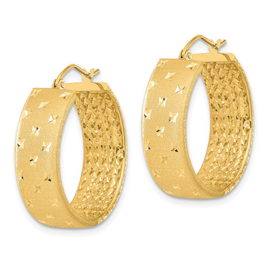 Gold Satin and D/C Round Hoop Earrings