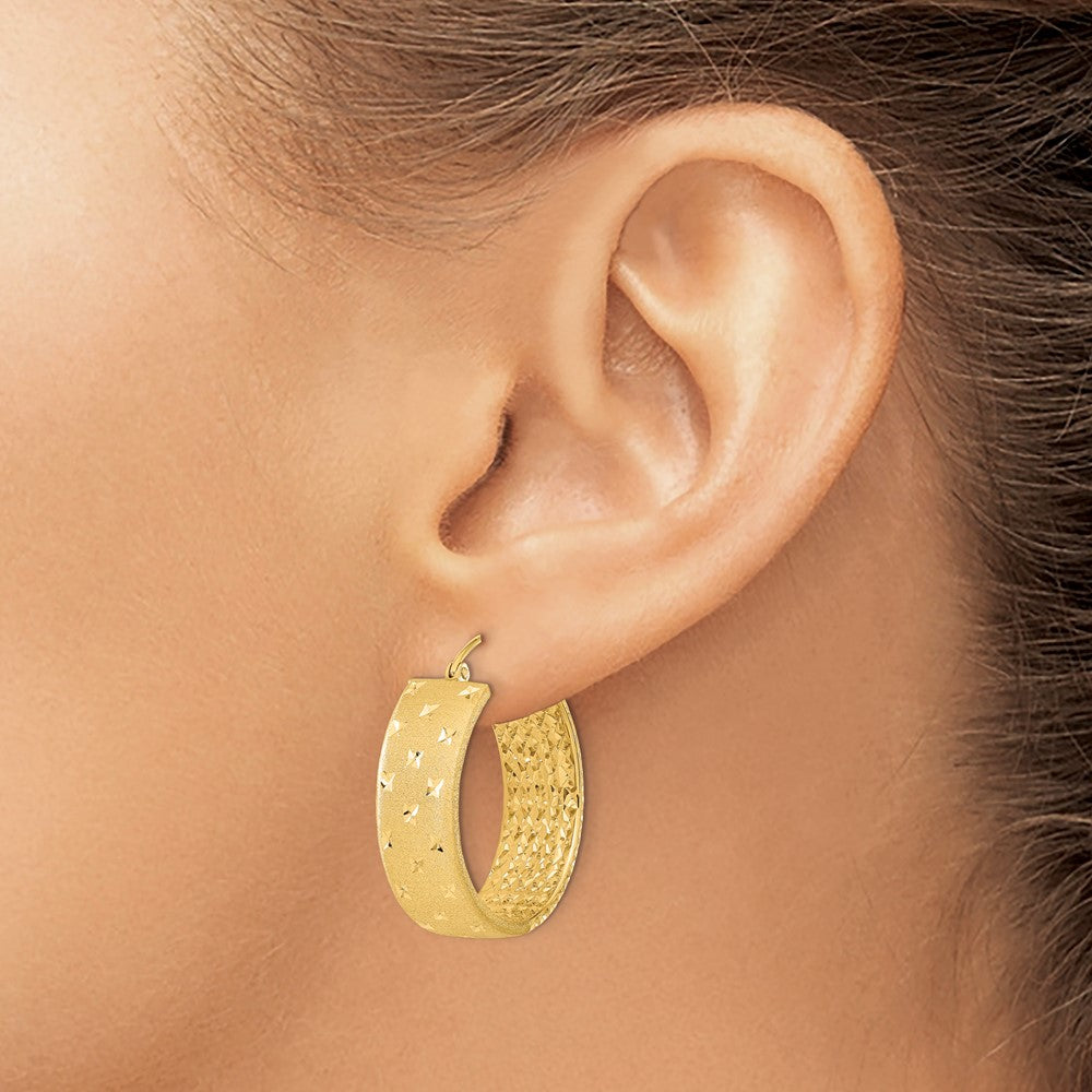 Gold Satin and D/C Round Hoop Earrings