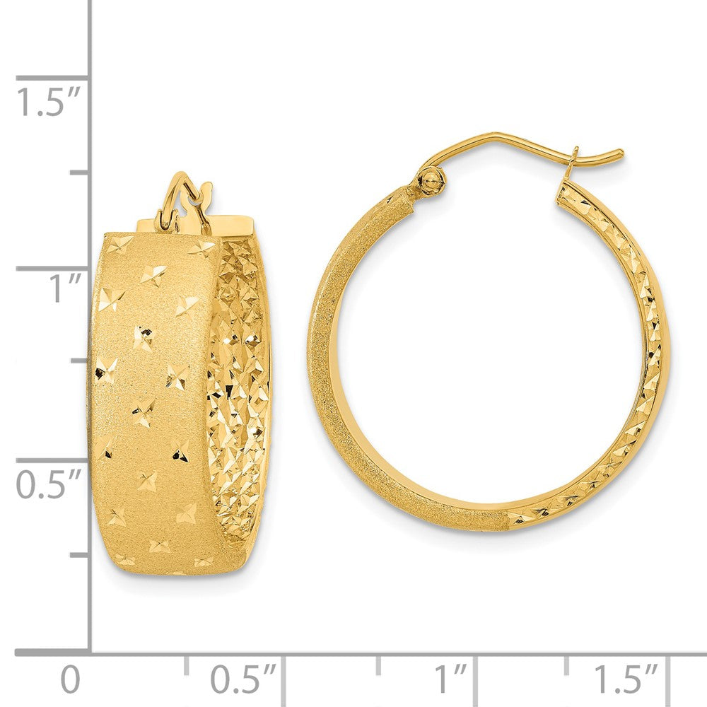Gold Satin and D/C Round Hoop Earrings