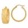 Gold Satin and D/C Round Hoop Earrings