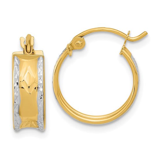 5mm Gold Satin Diamond-cut Hoop Earrings