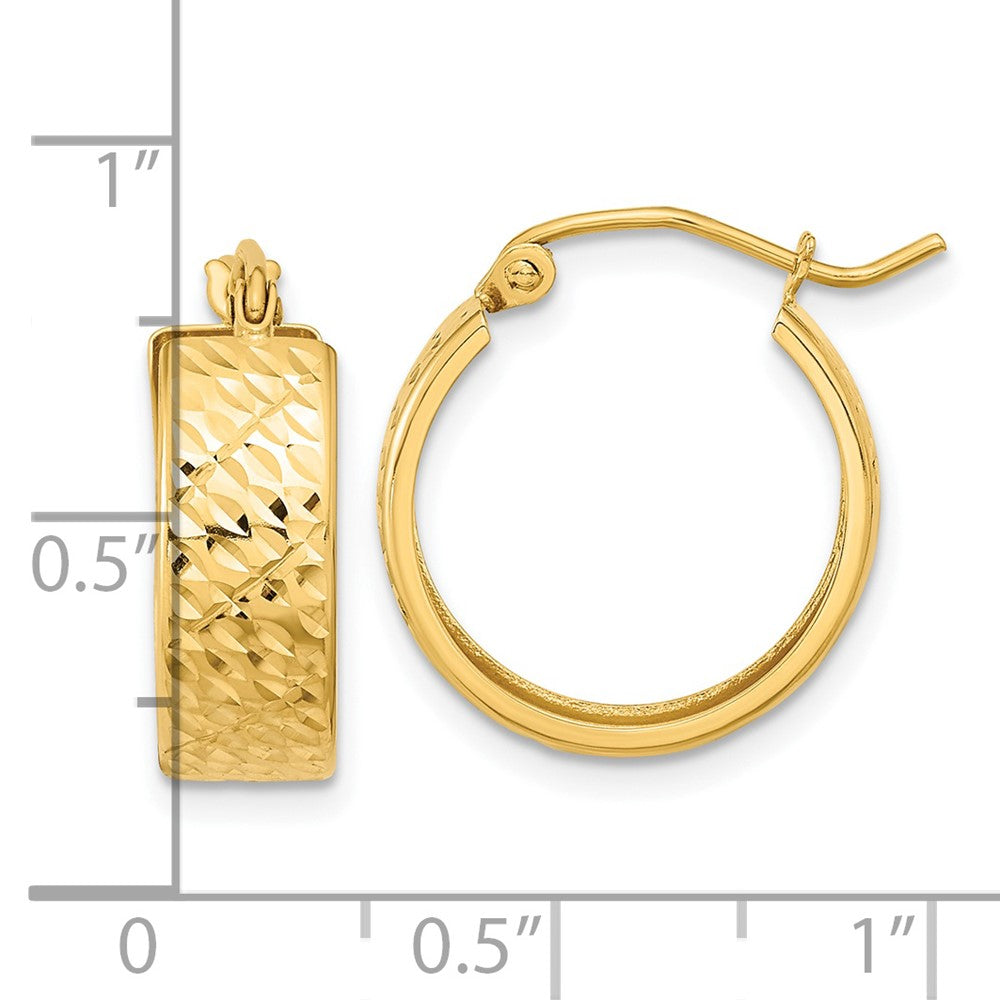 14k Diamond-cut Hoop Earrings