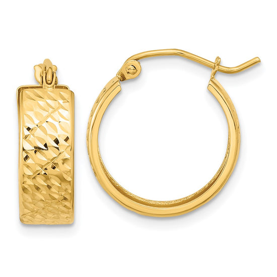 14k Diamond-cut Hoop Earrings