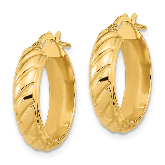 5mm Gold Polished and Texture Hoop Earrings