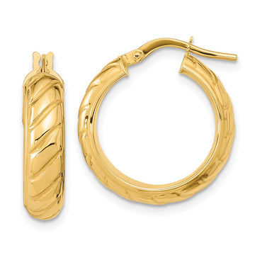 5mm Gold Polished and Texture Hoop Earrings