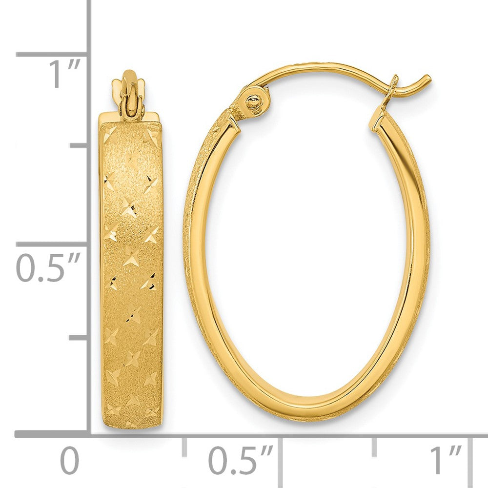 4mm Gold Diamond-cut Oval Hoop Earrings