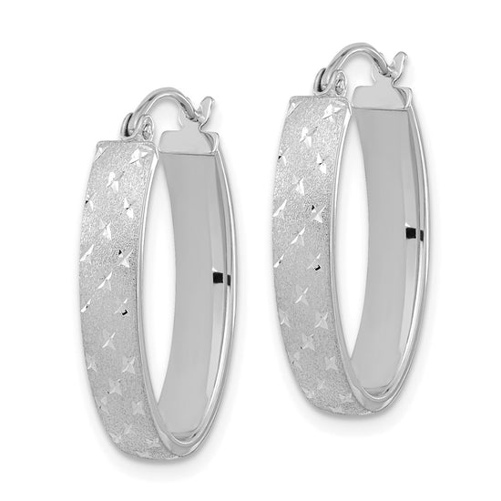 4mm Gold Diamond-cut Oval Hoop Earrings