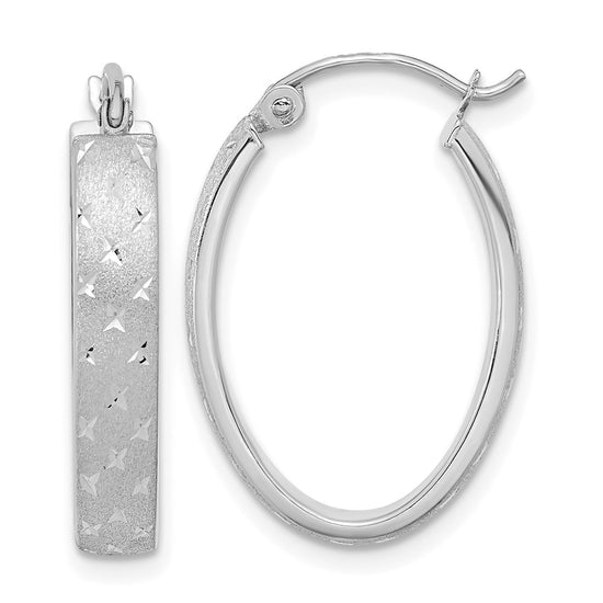 4mm Gold Diamond-cut Oval Hoop Earrings