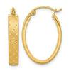 14k Polished Satin Diamond-cut Hoop Earrings