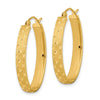 14k Polished Satin Diamond-cut Hoop Earrings