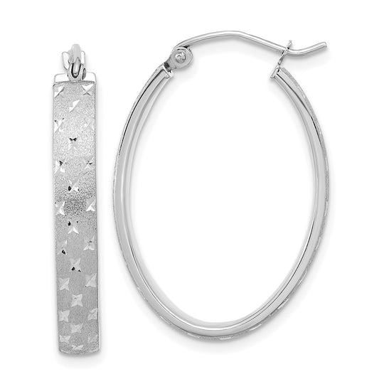 4mm Gold Diamond-cut Oval Hoop Earrings
