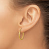 14k 1.75x21mm Satin Diamond-cut Square Tube Hoop Earrings