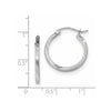 14k White Gold 1.75x21mm Satin Diamond-cut Square Tube Hoop Earrings