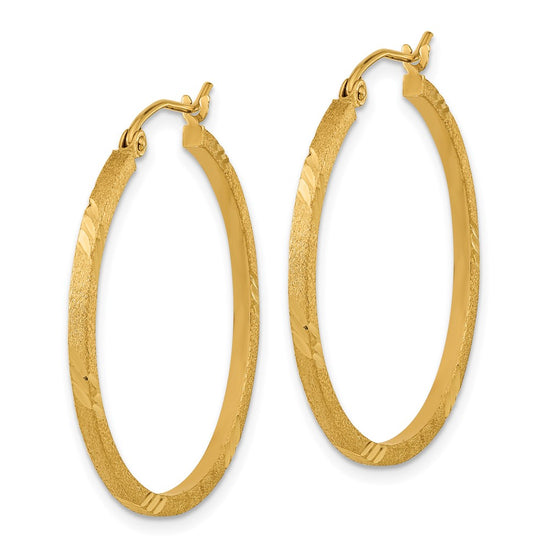 1.75mm Gold Satin and Diamond-cut Hoop Earrings