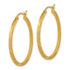 14k 1.75x30mm Satin Diamond-cut Square Tube Hoop Earrings