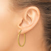 14k 1.75x30mm Satin Diamond-cut Square Tube Hoop Earrings