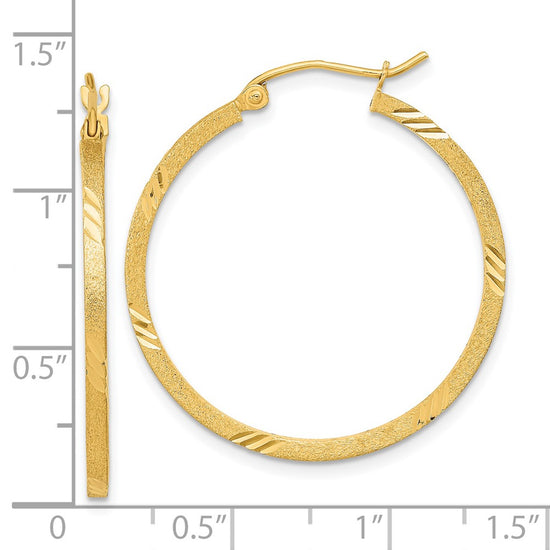 1.75mm Gold Satin and Diamond-cut Hoop Earrings