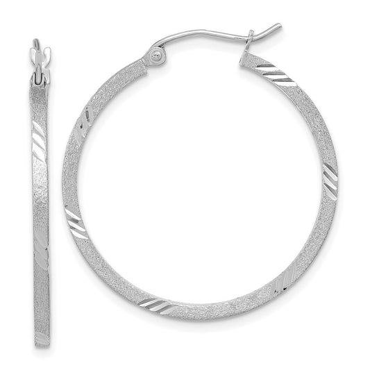 1.75mm Gold Satin and Diamond-cut Hoop Earrings