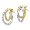 14K Two-Tone Polished Diamond-cut Hoop Earrings