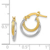 14K Two-Tone Polished Diamond-cut Hoop Earrings