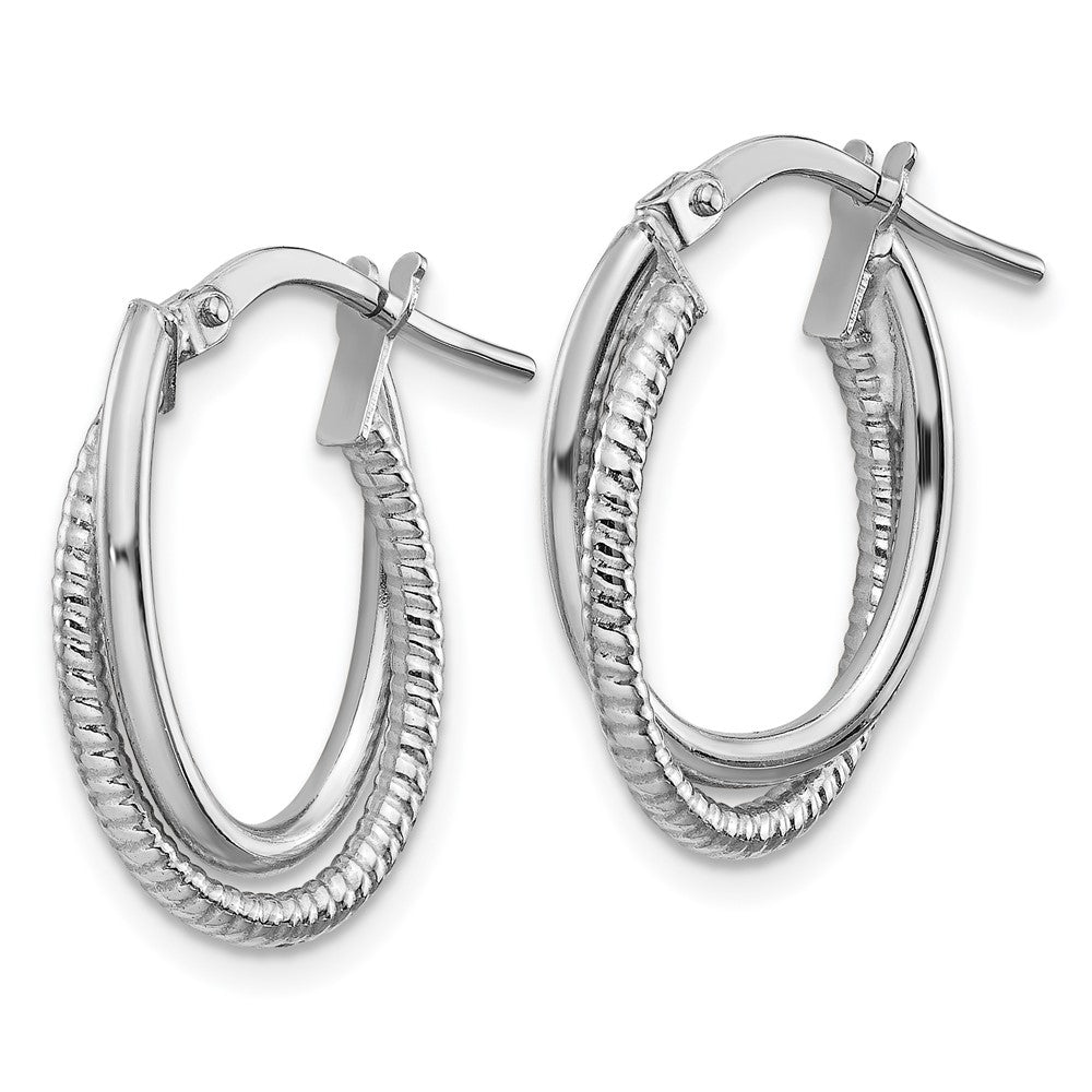 Gold Twisted Textured Oval Tube Hoop Earrings