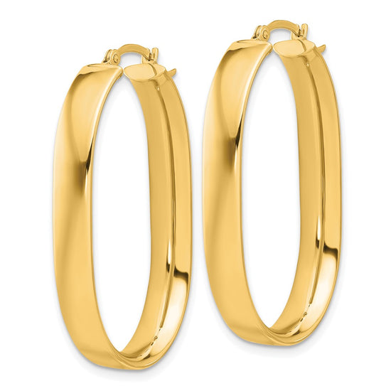 14k 5.75x38mm Polished Oval Tube Hoop Earrings