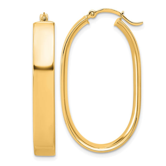 5.75mm Gold Oval Tube Hoop Earrings