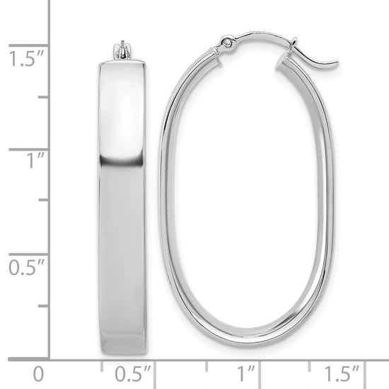 14k White Gold 5.75x38mm Polished Oval Tube Hoop Earrings