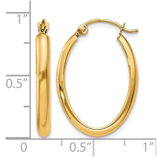 Gold Half Round Oval Hoop Earrings