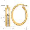 14k White Rhodium Diamond-cut Polished and Satin Hoop Earrings