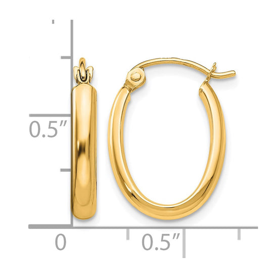 Gold Half Round Oval Hoop Earrings