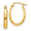 Gold Half Round Oval Hoop Earrings