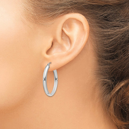 Gold Half Round Oval Hoop Earrings