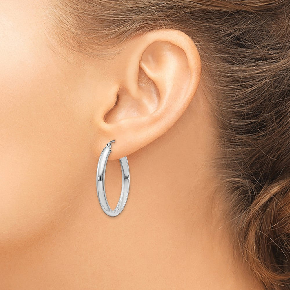 Gold Half Round Oval Hoop Earrings