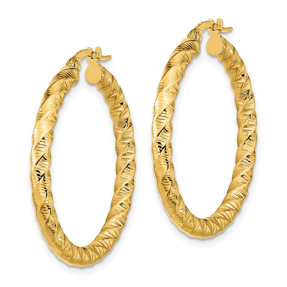 3mm Gold Twisted Tube Hoop Earrings