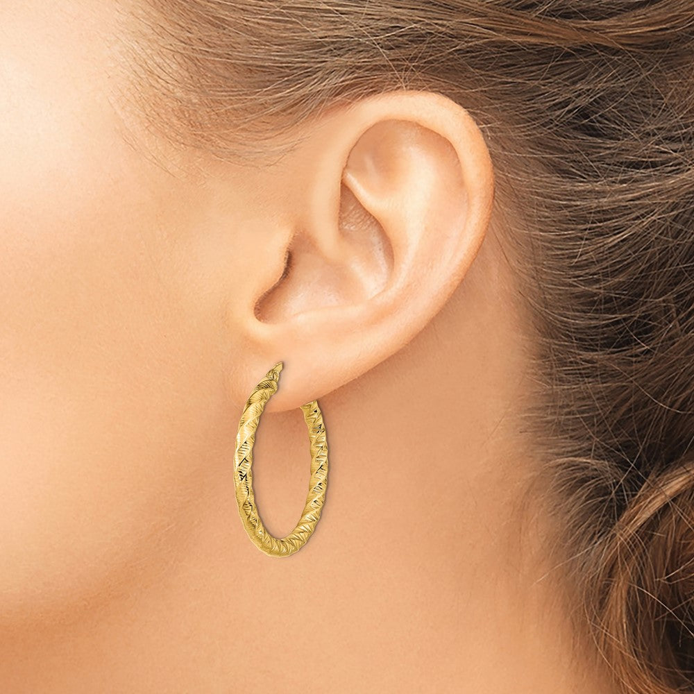 3mm Gold Twisted Tube Hoop Earrings