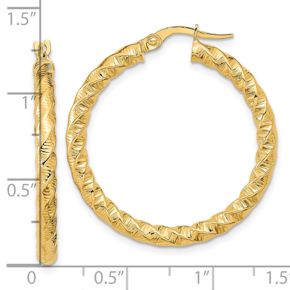 3mm Gold Twisted Tube Hoop Earrings